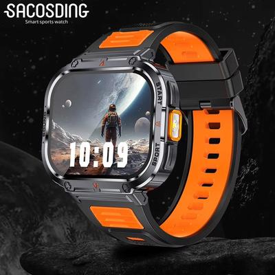 SACOSDING Smart Watch 2.0-inch Ultra Large Screen LED Light Flashlight BT Calling AI Voice 400mAh Men Fitness Sports Tracker Smartwatch