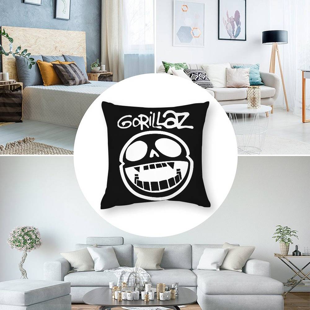 G-Gorillaz Band Pillow Case Square Double‑Sided Print Cushion Case For Sofa Home Bedchamber Decor Gift