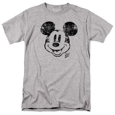 Mens Mickey Mouse Face Distressed T-Shirt