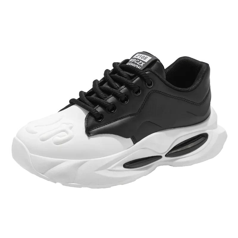 

Массивные кроссовки Модные повседневные Верх из микрофибры Платформа с увеличением высоты Белые туфли Мужские дизайнерские С мягкой подошвой Спортивная обувь 39 чёрный