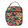 Colour Hearts Pattern Insulated Lunch Bag for Women Kids Leakproof Food Boxes Thermal Lunch Box Tote