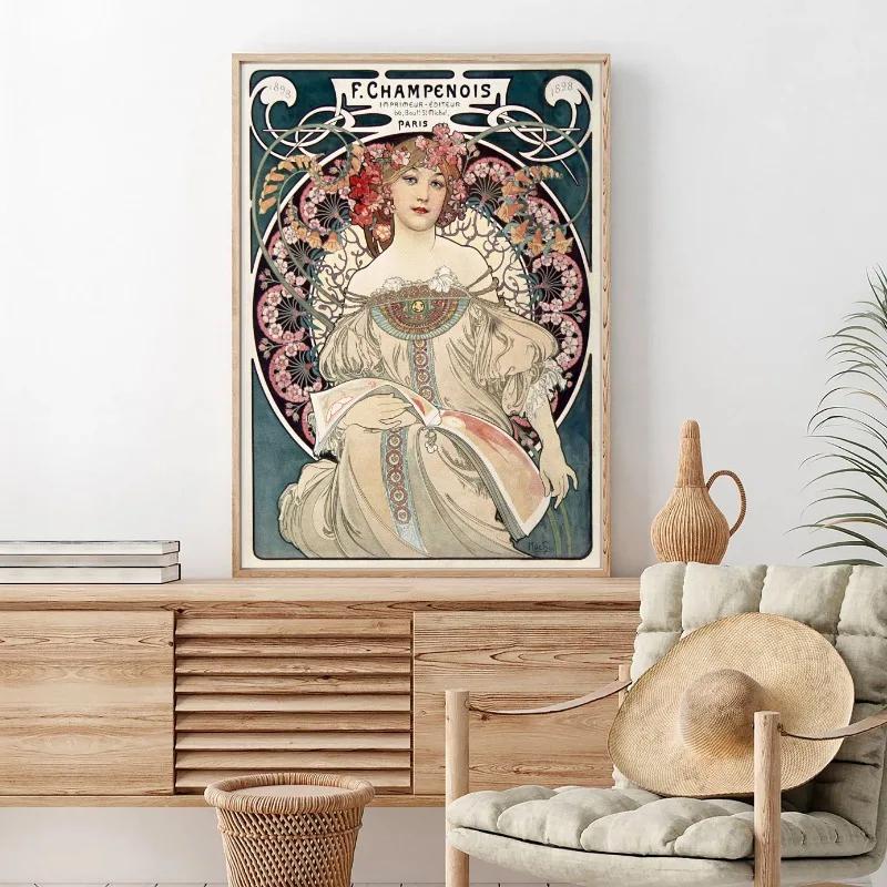 Vintage French Ads Woman Art Poster Portraits Nouveau Alphonse Mucha Canvas Painting Wall Prints Picture Room Home Decor