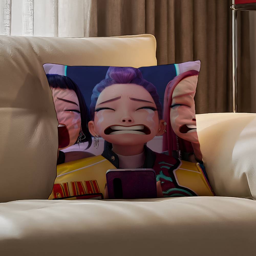 K-Pop D-Demon H-Hunters Pillow Case Anti-dustmite Pillowcase Invisible Zipper Silky Short Plush Sofa Cushion Cover