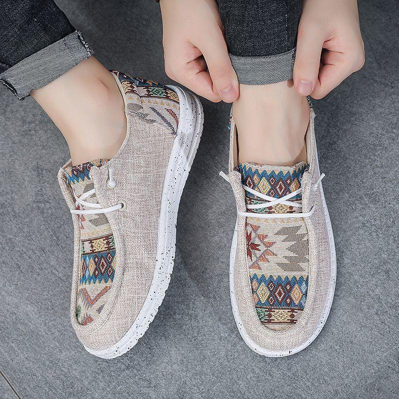 Fashion Men's Casual Shoes Low-Top Espadrilles Printing Flat Summer Sneakers Leisure Common Trends 2025 Price Classic Original Male Shoe