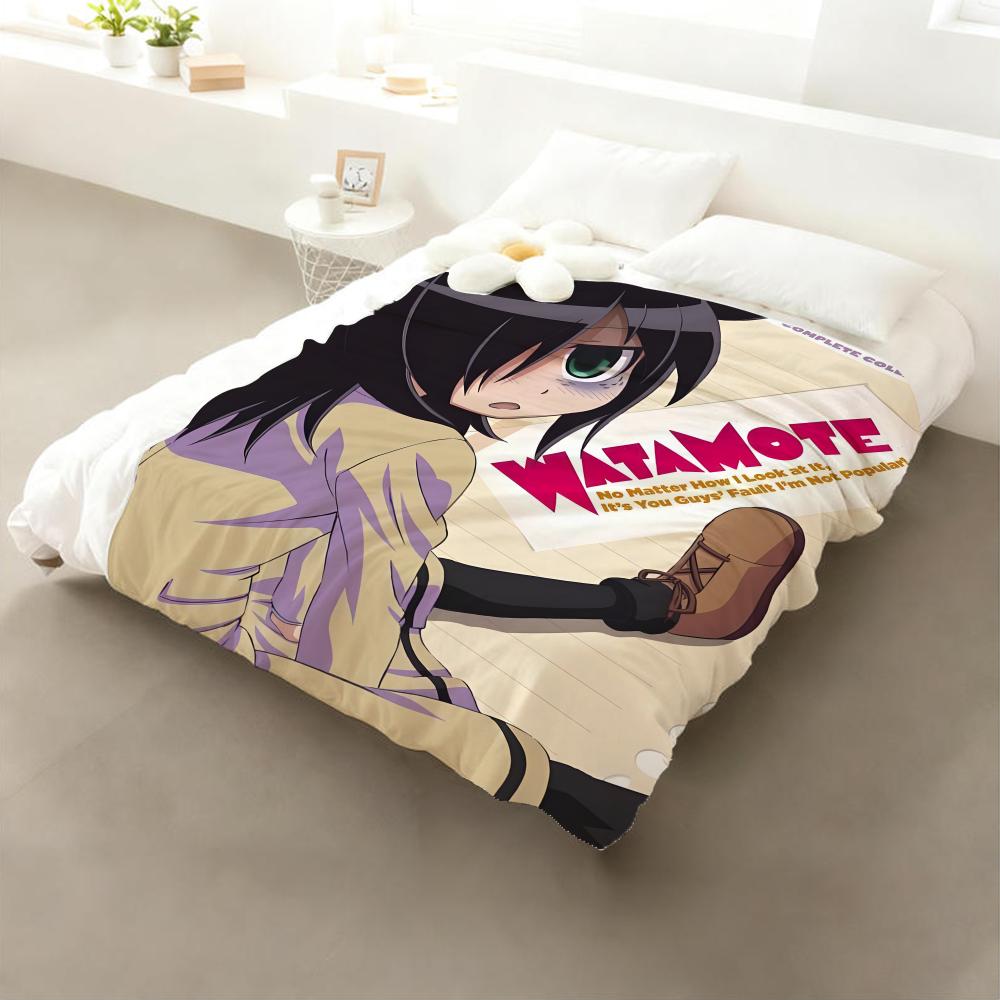 Anime Watamote Throw Flannel Throw Blanket: Soft Kid-Friendly Warm Anti-Static All Season Washable Couch Bed Home