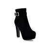 Sizes 34-39 Party Booties Woman Fashion High Heels Velvet Cotton Women's Shoes Sexy Side Zipper Platform Belt Buckle Ankle Boots