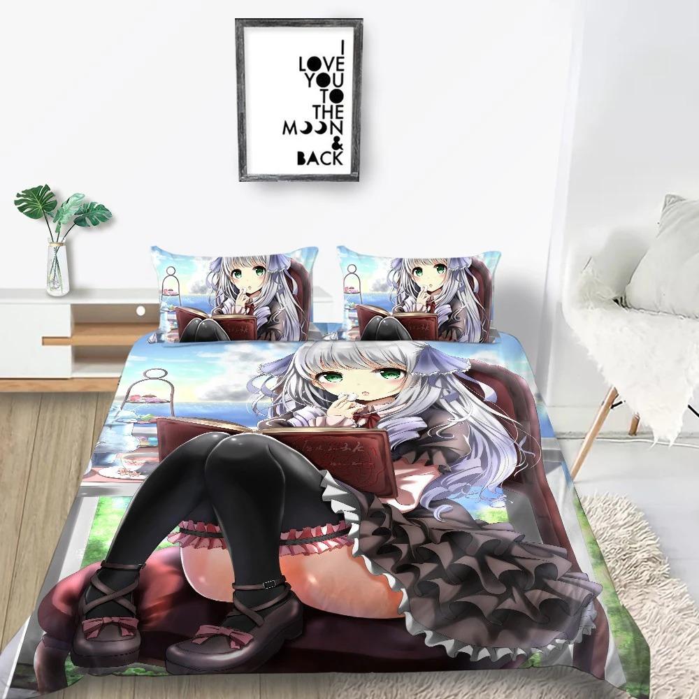 Sexy Girls Bedding Sets Kids Bed Comforter Cover Sets Anime Quilt Cover Home Bedclothes 3d Printing Beauty Bedspread No Sheet