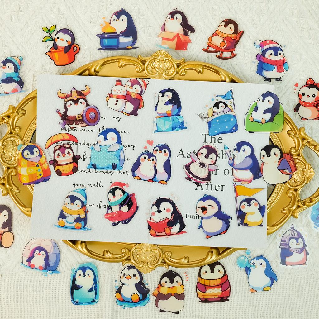 50 Non-Repeating Cute Cute Cute Penguin Pet Cartoon Waterproof Sticker Cute Pet Decorative Suitcase Pen