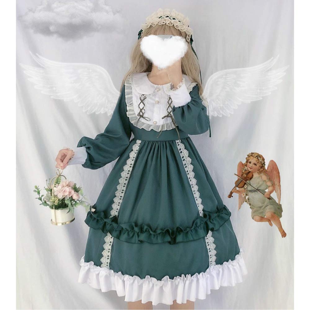 Long Sleeve Lolita Gothic Mori Princess Dreamy Ribbon and Cosplay School Cultural Photo Stage Green Size [SSUPTEMBER2] Dress, Lolita, Girl, Dress,