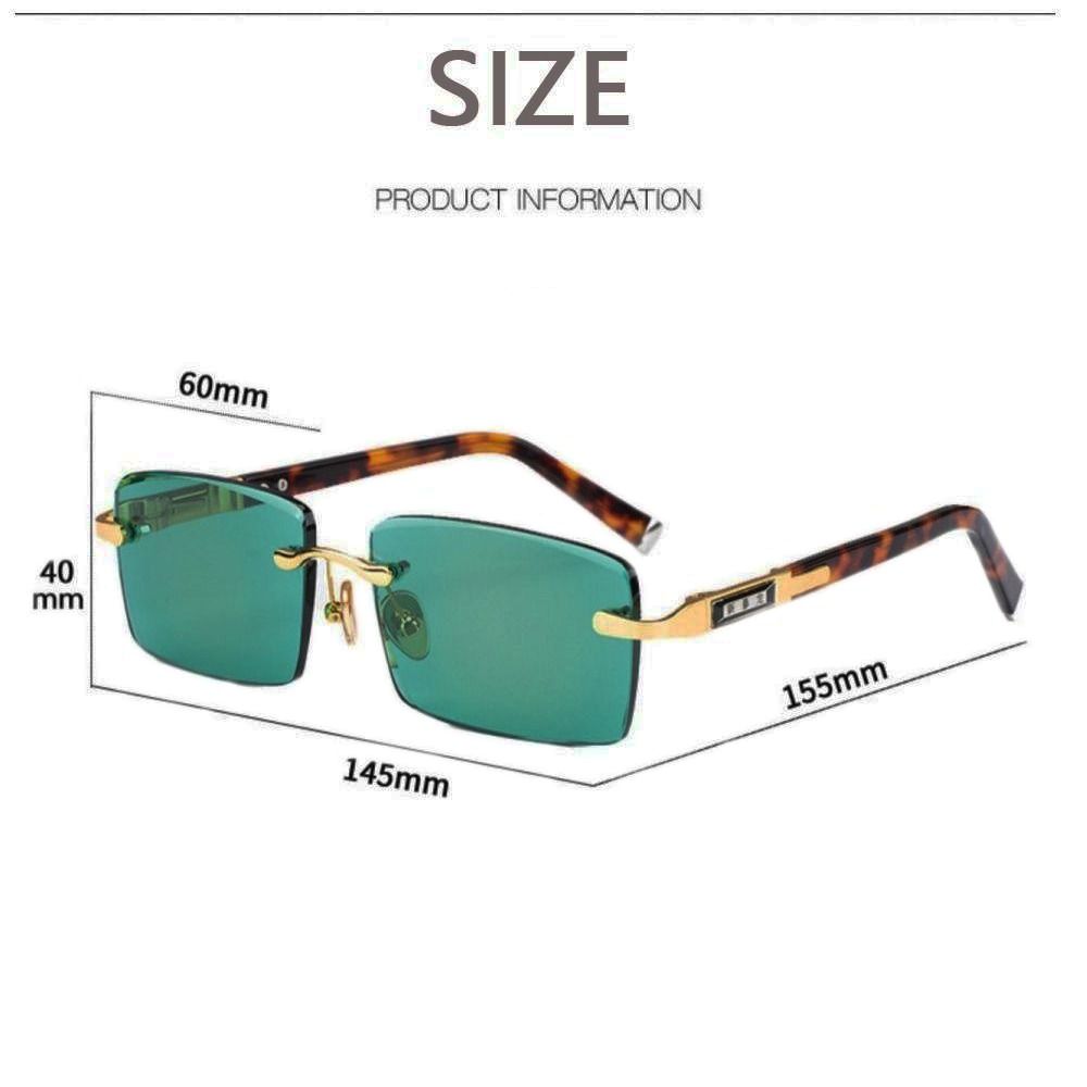 Green Crystal Stone Cycling Goggles Frameless Outdoor Sunglasses Driving Glasses