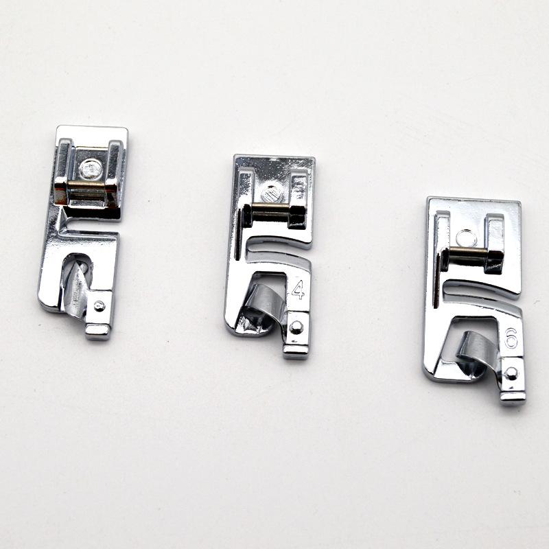 Set di 3 Piedini Stretto Orlo Arrotolato da 3mm, 4mm, 6mm per Macchina da Cucire Set Orlatura Accessori per Macchine da Cucire