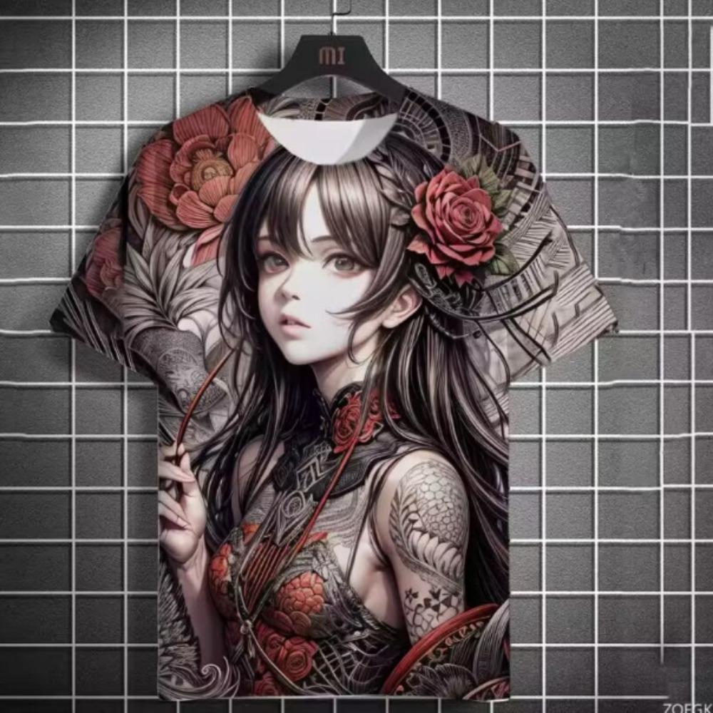 Japanese Geisha 3D Print T-Shirts Summer Men Women Casual Short Sleeve T Shirt Harajuku Tops Streetwear Tees Men's Clothing
