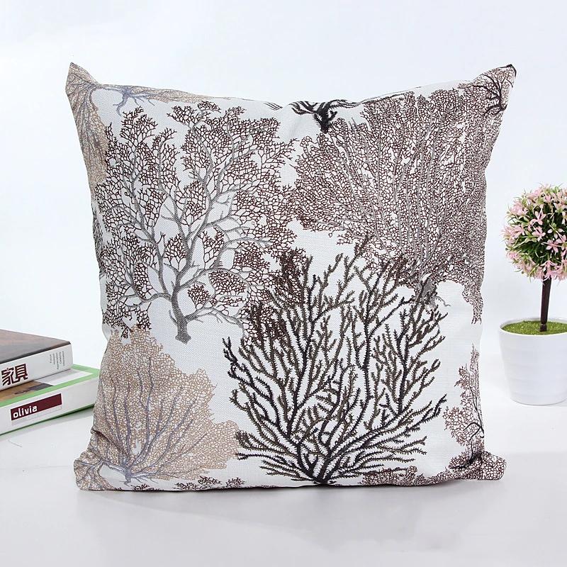 Heißes Slub-Leinen Floral Kissenbezug Handbemalte Blumen Bäume Kissenbezug Modern Dekorative Wurfkissenbezug für Sofa Auto