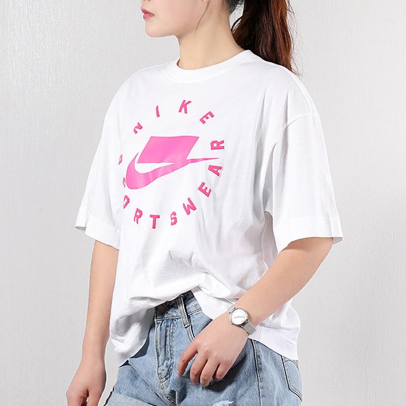 Nike Sportswear Loose Fit Short Sleeve T-Shirt Women Tops White AT0565-100