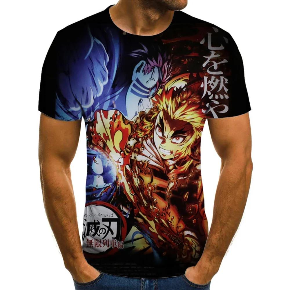 Demon Slayer 3D Print T-Shirt for Men, Summer Fashion Casual Short Sleeve, Versatile Loose Harajuku Street Style T-Shirt