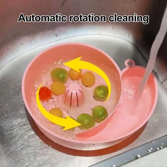 Snail Shape Drain Basket Automatic Cleaning Basket Fruit Plate Filter Multifunctional Kitchen Tool for Washing Berries Grapes Cherry Tomatoes