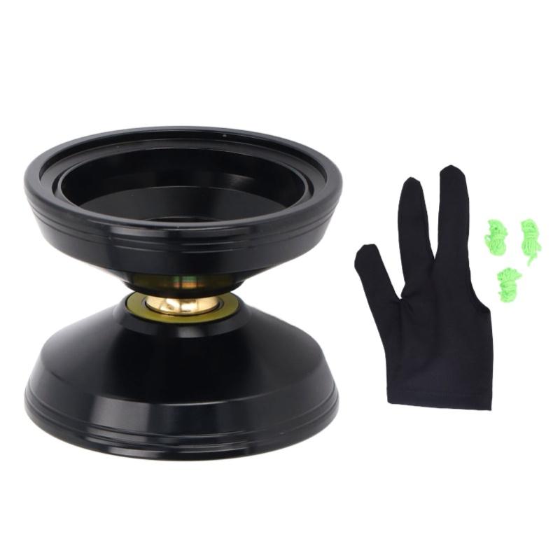 Unresponsive Yoyo Professional Aluminum Alloy Yoyo Toy Birthday Gift With String Glove For Children Black чёрный