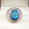 Blue Topaz Oval Cut Gemstone With 925 Sterling Silver Ring For Men's #A902 JL375669066753