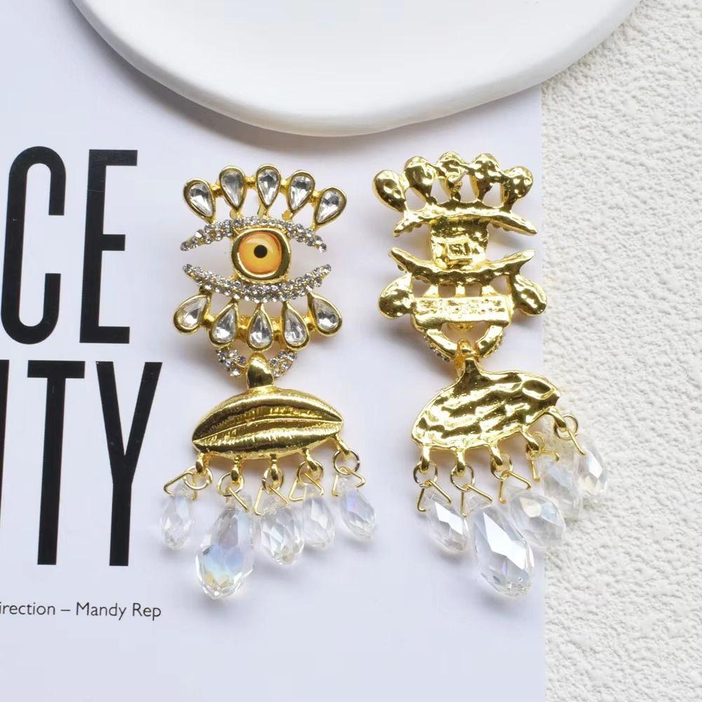 Long Tassel Pearl Drop Earrings Water Droplet Exaggerate Earring Fashion Devil Eye Earrings Party