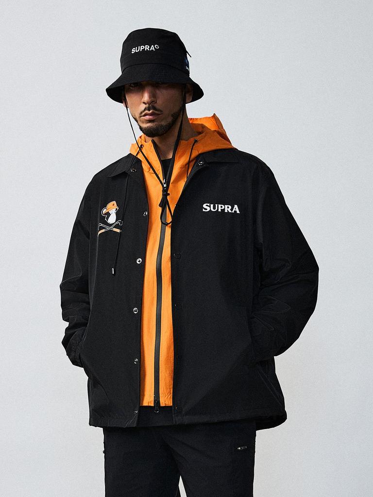 Supra Bayc Golf Back Graphic Woven Coach Jacket (Black)