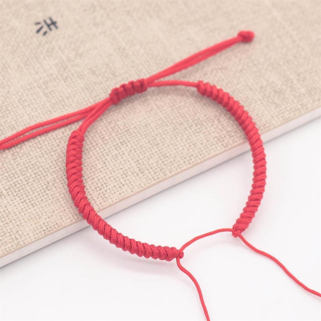 Zodiac Red Rope Diamond Knot Bracelet with Beads and Peace Buckle for Couples
