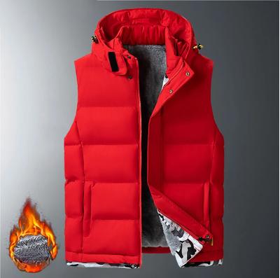 Big Size Men's Padded Vest Hooded Zip-up Fleece Lined Sleeveless Jacket Male Winter Thick Warm Brushed Work Hiking Plus 9XL 10XL