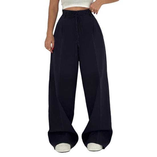 Women Long Pants Straight Wide Leg High Waist Pants Solid Color Casual OL Style Wide-Leg Suit Trousers Daily Wear