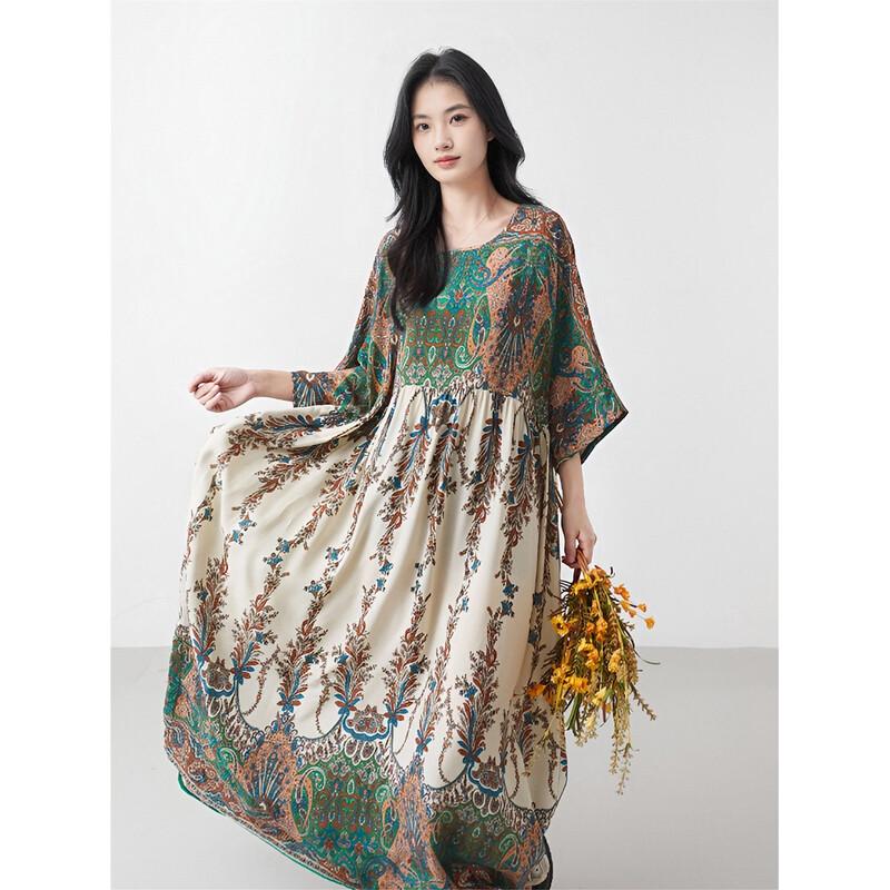 Aiyilian Women s Color Block Floral Loose Dress 38