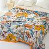 Four-layer Gauze Towel Quilt, 100% Cotton, Double-sided Blanket, Richly Adorned with Flowers