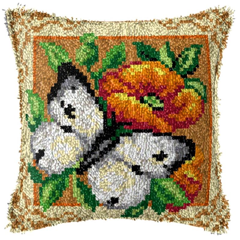 Cartoon Embroidery Latch Hook Knitted Embroidered Pillow Knooppakket Cute Animal Latch Hook Rug Kits Smyrna Package Carpet DIY