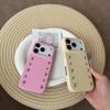 Stylish Stereoscopic Round Bead Rivet Solid Color Leather Shockproof Protective Phone Cover Case for iPhone 17 16 15 14 Pro Max