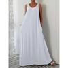 Abito Casual Estivo Monocolore Taglie Forti Senza Maniche con Tasche Laterali, Abito da Donna Crossbody Stile Europeo Americano
