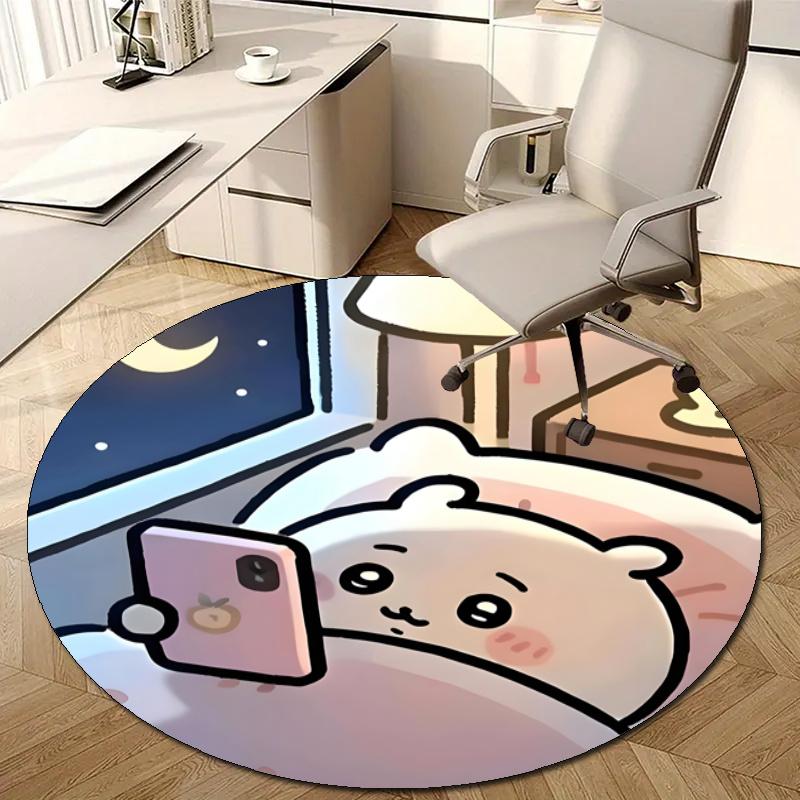 Personalized Chiikawa Round Chair Office Rug - Perfect for Mat, Office Chair & More - Ideal Gift for Birthdays and Holidays