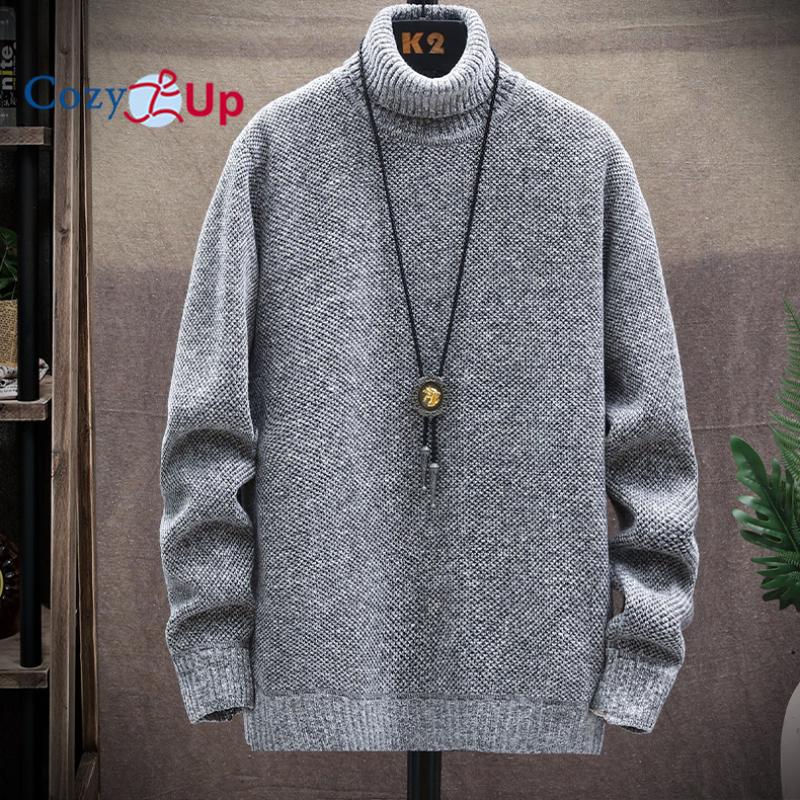 Cozy Up Men's Autumn and Winter Solid Thickened and Padded High-Collar Sweater