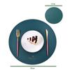 1/4/6 Sets Round PU Leather Placemats and Coaster Set Insulation Mat Oil-Proof Waterproof Table Place Mats for Coffee Blue Green