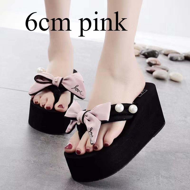 

Women s Pearl Bow Flip Flops Handmade Anti Slip Beach Vacation Shoes Fashionable Lightweight Casual Platform Beach Slippers 42