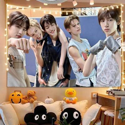 Kpop Boy Group Portrait Tapestry Idol Team Photo Wall Hanging Aesthetic Decor Fans Bedroom Dorm Living Room