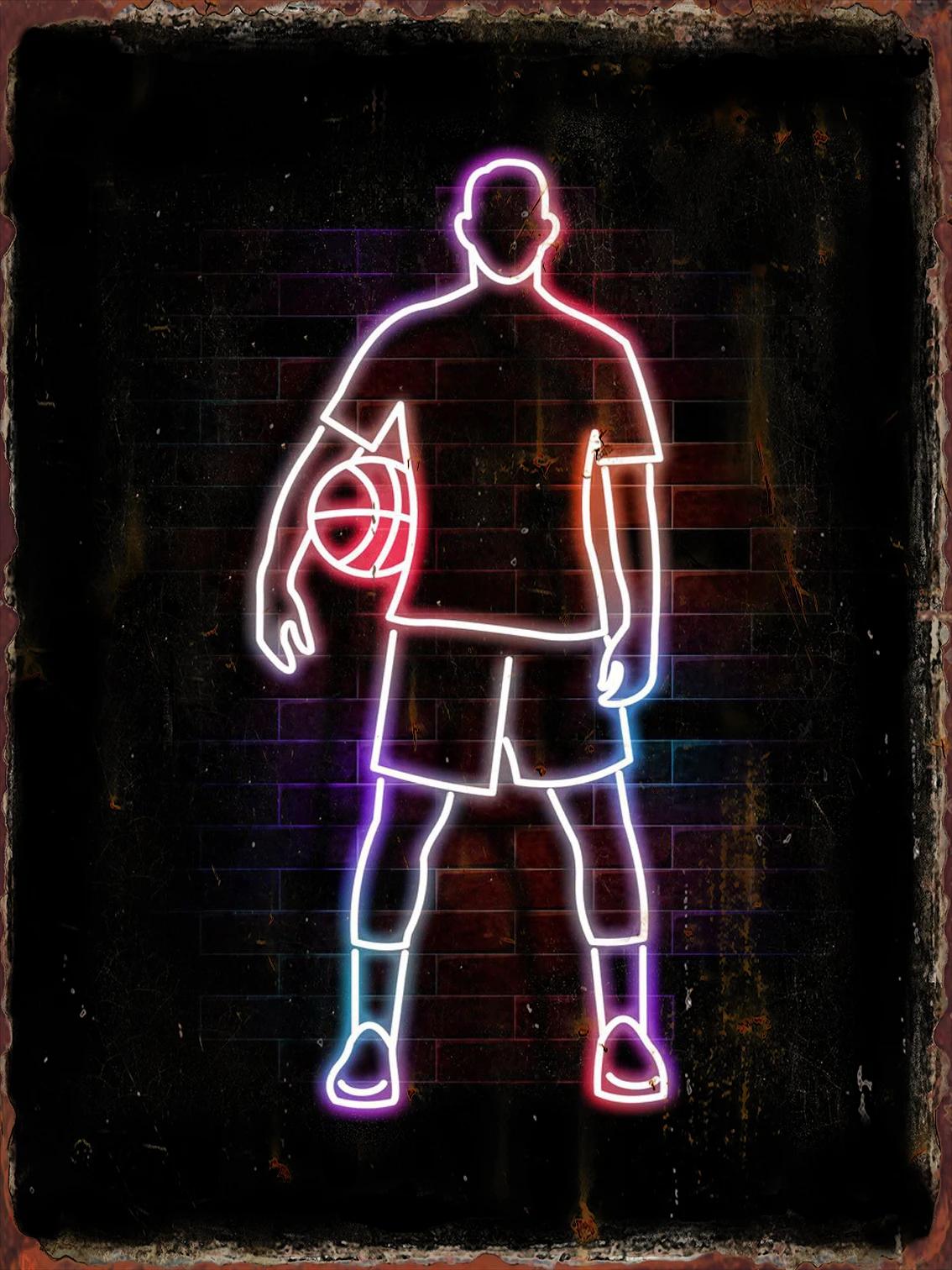 

Basketball Colorful Metal Tin Signs Sports Venues Decoration Poster NBA Match Hall Wall Decor Plaques Home Art Hanging Pictur 20x30cm（7.8x11.8inch）