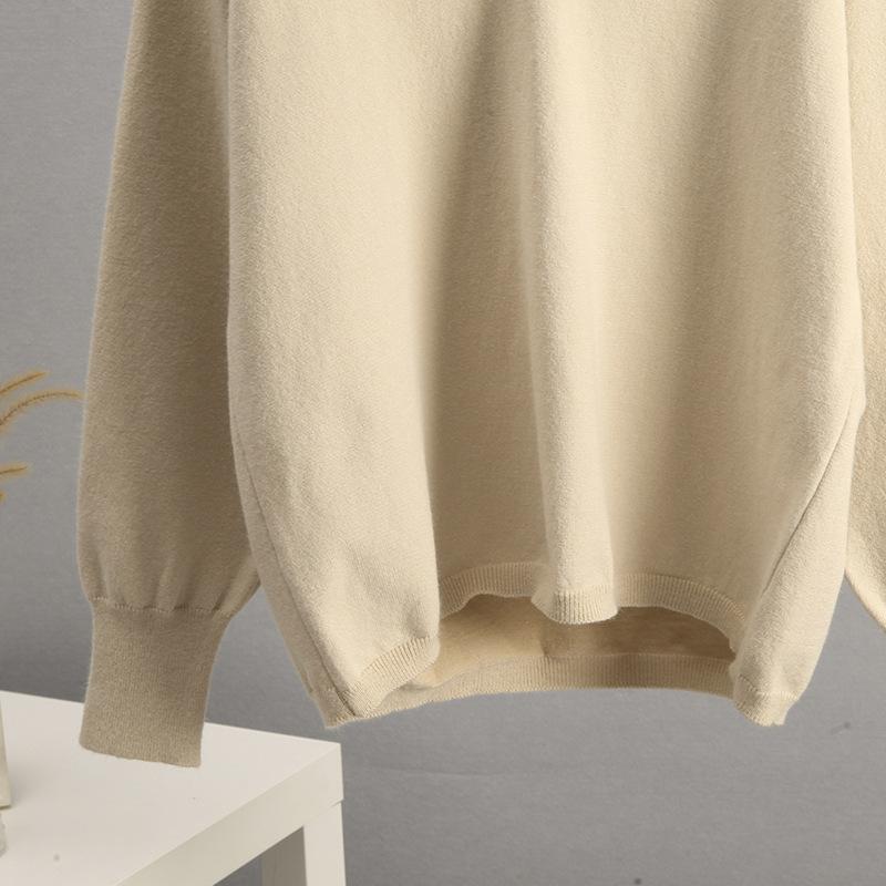 Høst og Vinter Alpakka Polokrage Dame Mote Enkel Ensfarvet Casual Strikket Genser