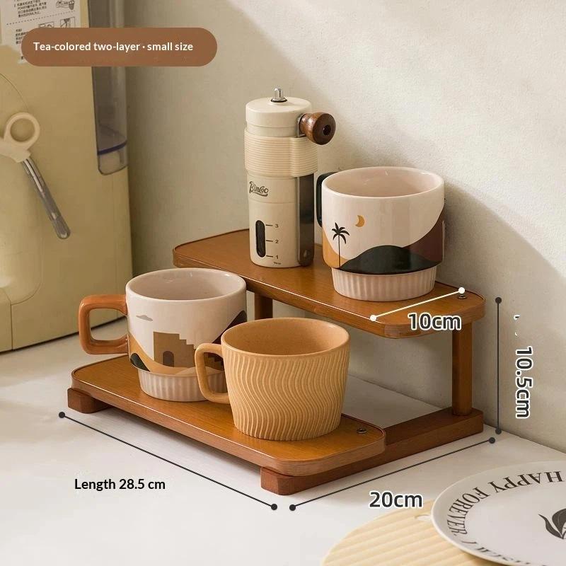 Wooden Desktop Storage Shelf 2/3 Tier Sturdy Frame Large Capacity for Skincare Stationery Home Office Desk Organizer