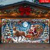 1pc  Christmas Theme Garage Door Large Mural Decoration Banner Moon Santa Claus Reindeer Stained Glass Ball Pattern Party Banner