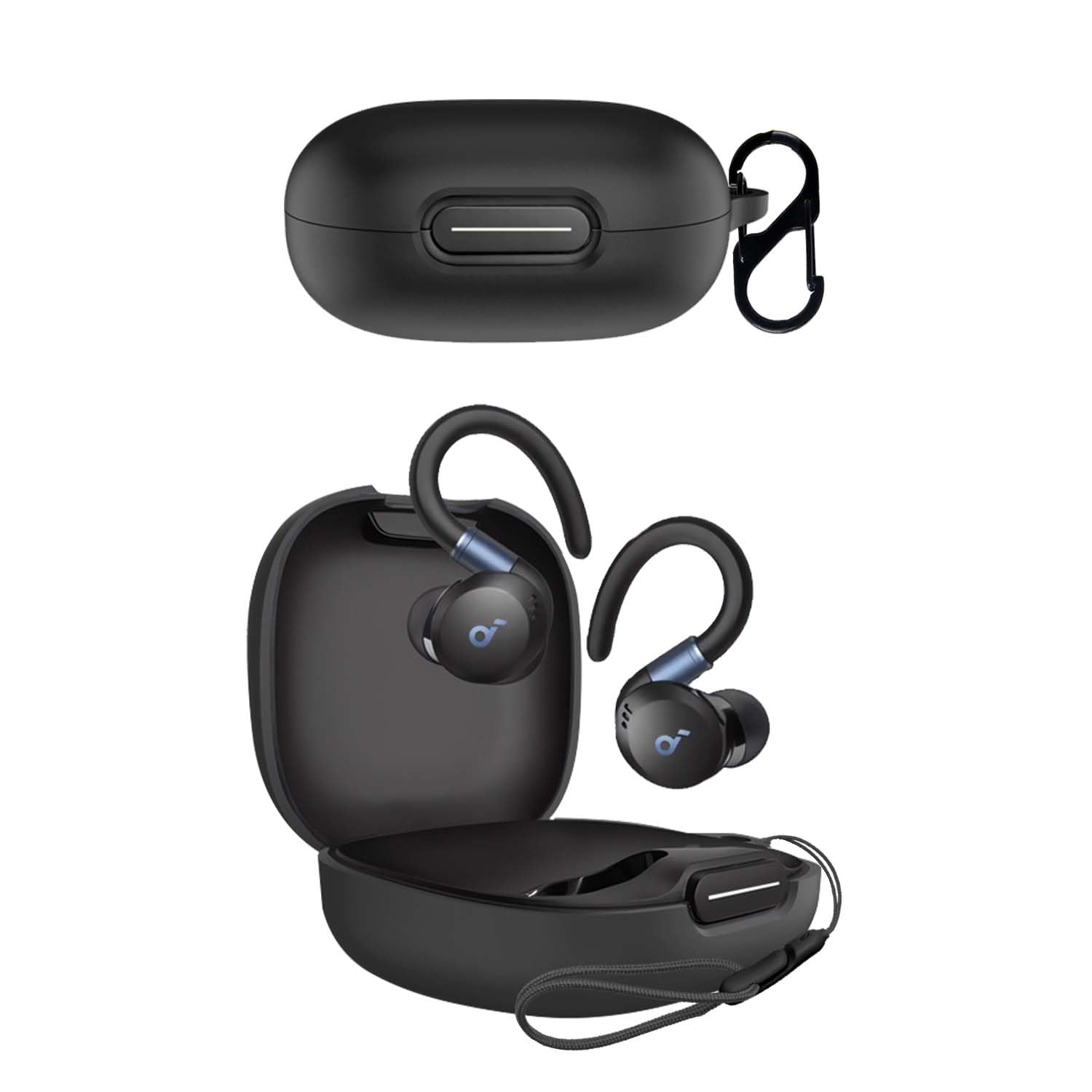 

Для Anker Soundcore Sport X20 чехол чехол для беспроводных наушников силиконовый защитный чехол карабин падение царапина можно заряжать когда пылезащитный [NOUKAJU]