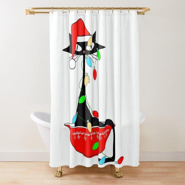 Mid Century Meow Shower Curtain Retro Atomic Cats Shower Curtain Kitty Animal Vintage Bathroom Decor Fabric Curtain With Hooks