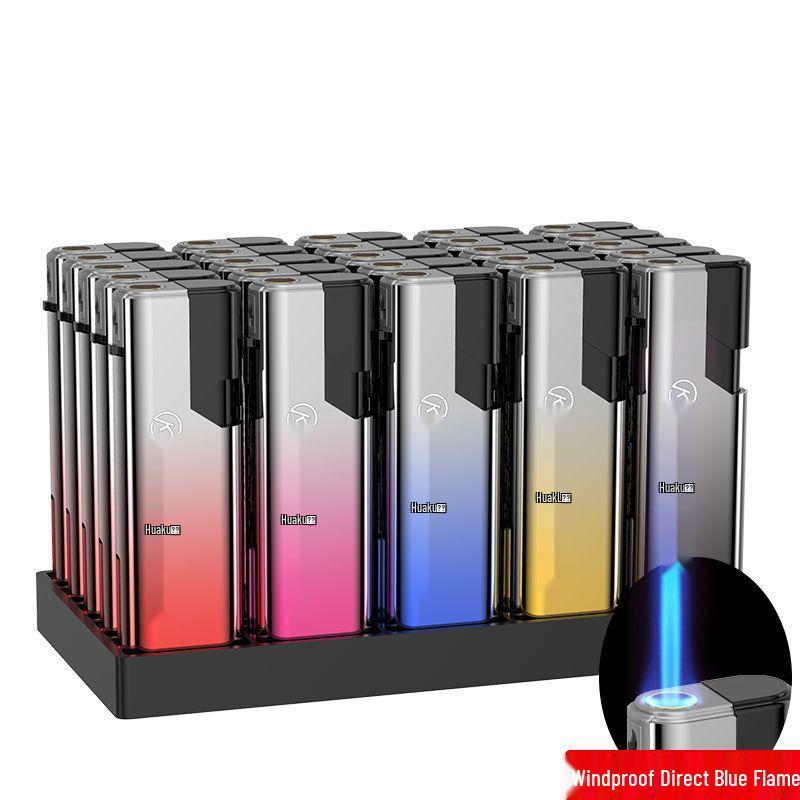 50 Durable Metal Windproof Lighters - Double Layer, Thickened, Inflatable, with Printed Lettering