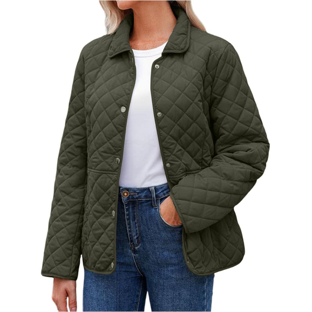 Modische Damen Farbe Langarm Knopfleiste Tasche Freizeit Leichte Baumwolljacke