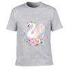 Pastel Swan Floral Butterfly Waterco Unisex Summer Washed Tee Loose Distressed Top