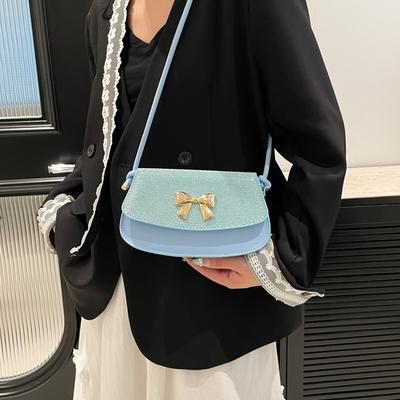 2025 Solid Color Summer New Simple Fashion Bow Casual Commuting French Underarm Shoulder Messenger Bag Bag Women