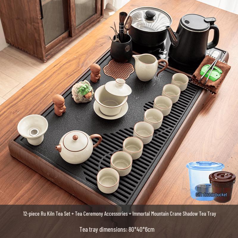 Ru Kiln Automatic Tea Set with Integrated Kettle