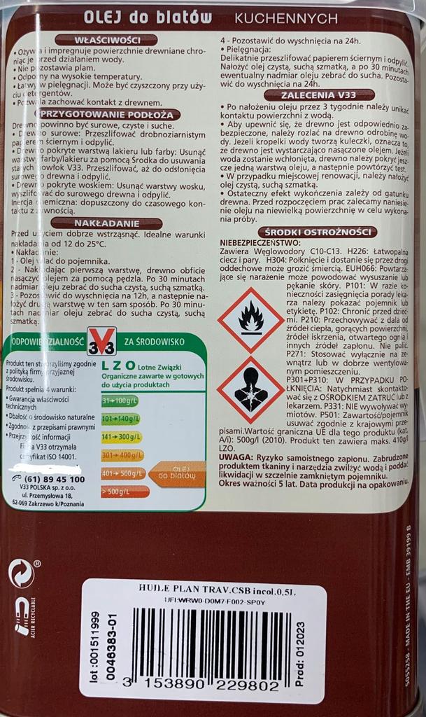 Protective oil for kitchen countertops, colorless, 05l