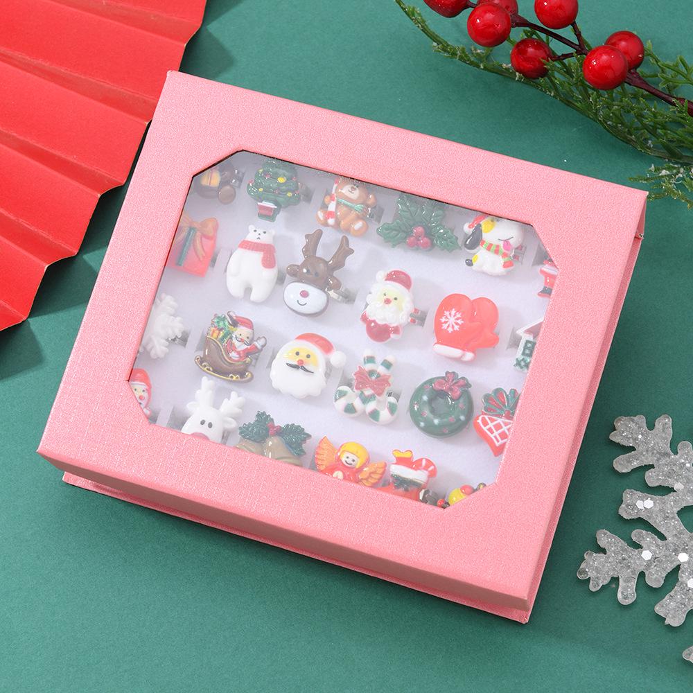 Christmas Series 3D Resin Children's Adjustable Ring Gift Box